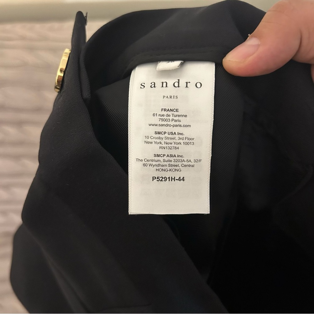 Sandro Black Boot Cut Flare Pants with Smooth Texture - Picture 4 of 4